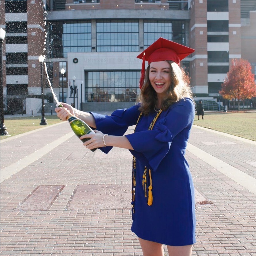 Royal blue dress with bell sleeves